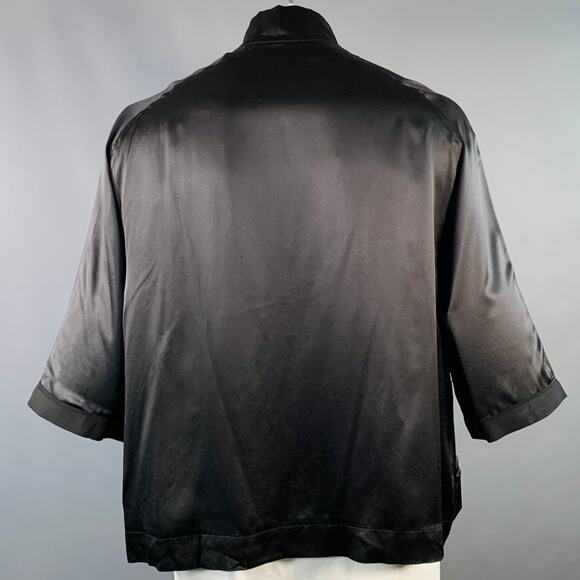 HAIDER ACKERMANN Size L Black Silk Short Sleeve Shirt Jacket - Picture 4 of 6